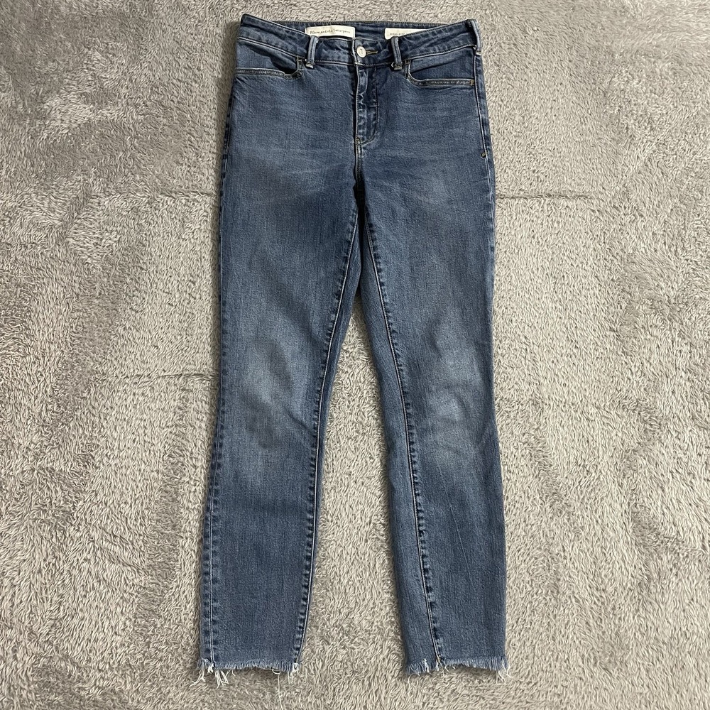 Pilcro and the‎ Letterpress Jeans Womens 26 High Rise Skinny Blue Denim Raw Hems